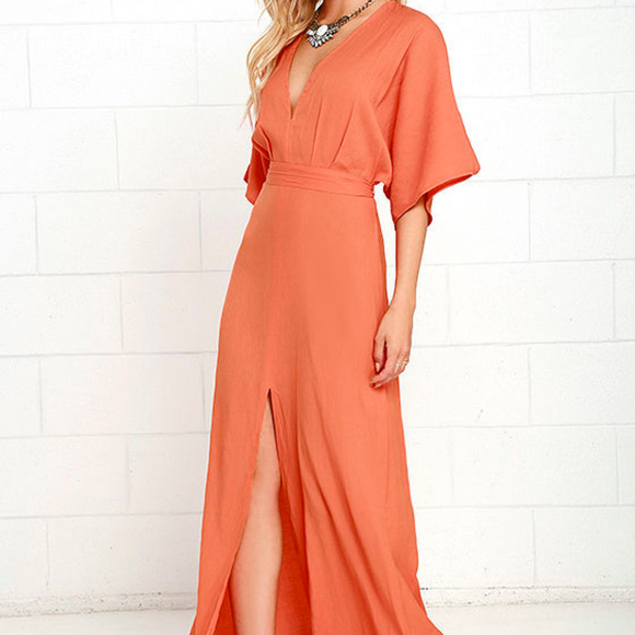 Lulus Dresses & Skirts - Lulus Maxi Dress Back & Front Slit Orange Coral